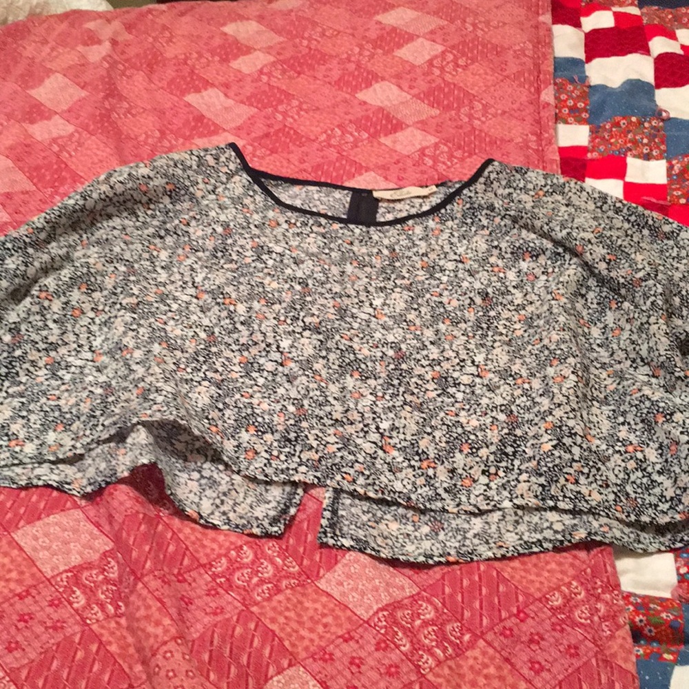 Blue floral blouse